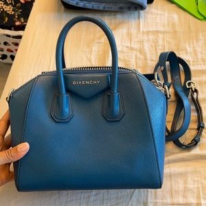 Authentic Givenchy Antigona Bag Leather Mini Blue